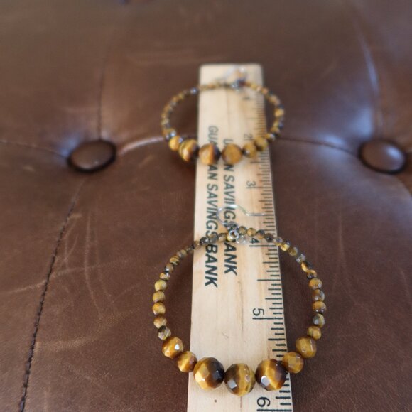 Chan Luu Tiger's Eye (70+) front facing hoops earrings 2" wide and long drops - Picture 9 of 13